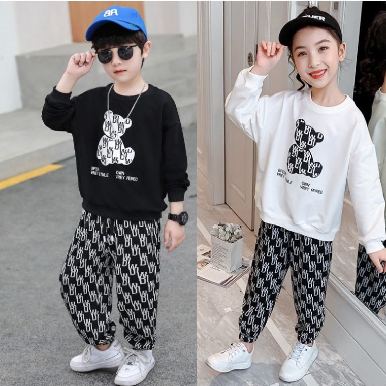 Unisex Gấu Áo 2 Món Nhà Trẻ Trên Và Dưới Bộ Quần Áo Trẻ Em Trong Nhà Quần Áo Trẻ Sơ Sinh Trẻ Em Mẫu Giáo Đi Học quần Áo