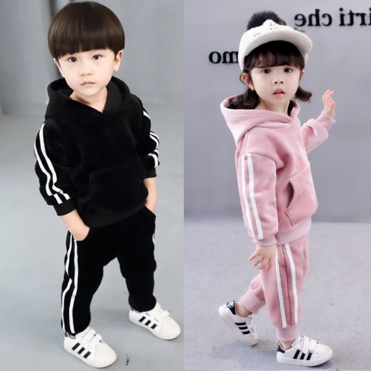 Bộ đồ tập có mũ trùm đầu bằng da lộn Unisex cho bé trai và bé gái Bộ quần áo trên và dưới nhà trẻ Quần áo trong nhà cho trẻ em Quần áo đi học mẫu giáo cho trẻ sơ sinh