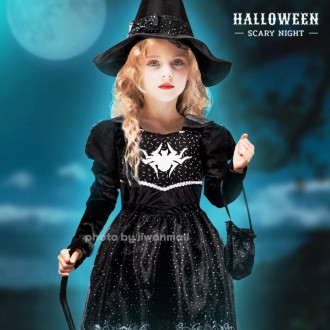 Bộ trang phục phù thủy đen Halloween 4 món XL