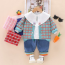 Girls' Check Cardigan Bộ 3 Món Giữ Trẻ Trên Và Dưới Bộ Quần Áo Trẻ Em Trong Nhà Quần Áo Trẻ Sơ Sinh Trẻ Em Mẫu Giáo Đi Học Quần Áo