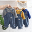 Áo hoodie denim dành cho bé trai Bộ 2 món Bộ quần áo trên và dưới nhà giữ trẻ Quần áo trong nhà cho trẻ em Trẻ sơ sinh trẻ em mẫu giáo quần áo đi học