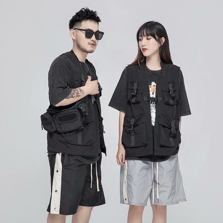 2 Màu Unisex Túi Hàng Hóa Áo Câu Cá Leo Núi Túi Áo Vest Nhẹ Nhóm Áo Vest Công Sở Cặp Đôi Áo Vest