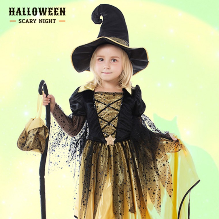 Bộ 4 trang phục phù thủy Halloween Elf - Vàng