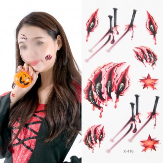 Miếng dán hình xăm Halloween (X-416) đạo cụ hóa trang dự tiệc trang trí