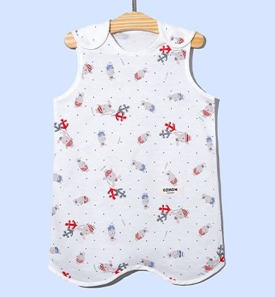 Áo ngủ mùa hè cotton jacquard Ozmom dành cho trẻ sơ sinh và trẻ mới biết đi