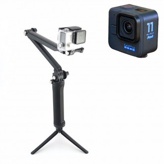 Camera hành động tương thích GoPro 11 Mini, chân máy chụp ảnh đơn 3 tầng có thể gập lại