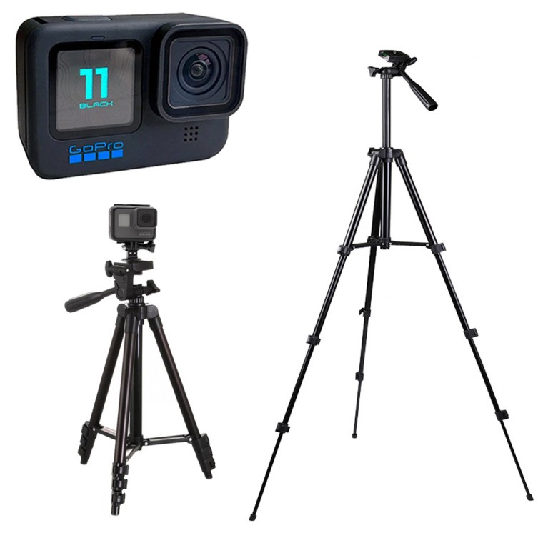 Giá đỡ ba chân cho máy ảnh hành động tương thích GoPro 11 màu đen