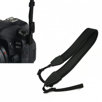 Dây đeo cổ máy ảnh mềm Đai Neoprene DSLR màu đen