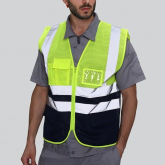 Áo vest an toàn lưới phản quang dạ quang 360 độ Jdm Áo vest làm việc XXL