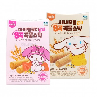 Sanrio 8 Ngũ cốc dạng que 8 miếng 40g Đồ ăn nhẹ cho trẻ sơ sinh trong nước