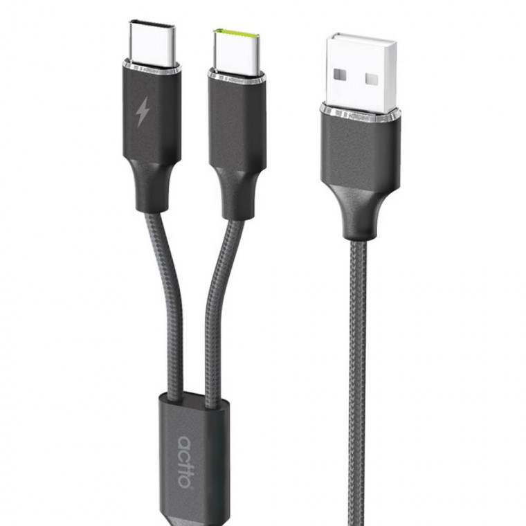 Cáp dữ liệu truyền mạng Acto với cáp loại C USB-45 Văn phòng phẩm màu đen