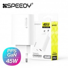 Cáp sạc cực nhanh 2 chân GaN Speedy Home 45W C+USB Mipo