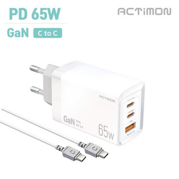 [Hicell] Sạc gia đình tốc độ cao Actimon PPS PD 65W GAN C cổng 2 cổng + QC3.0 USB 1 cổng CtoC cable