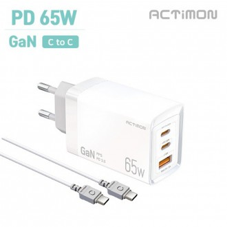 [Hicell] Sạc gia đình tốc độ cao Actimon PPS PD 65W GAN C cổng 2 cổng + QC3.0 USB 1 cổng CtoC cable