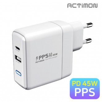 Bộ sạc gia đình Actimon PPS PD 45W tốc độ cao QC3.0 USB C loại 2 ngạnh không có cáp CtoC Cto8