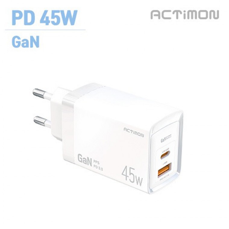 Actimon GaN hỗ trợ PPS PD 45W C cổng USB kép sạc cực nhanh tại nhà không bao gồm cáp CtoC