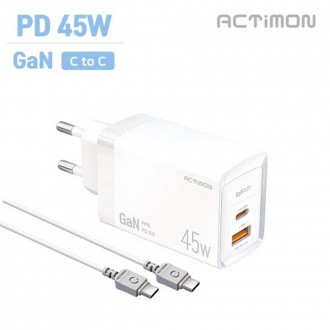 Actimon GaN hỗ trợ PPS PD 45W C cổng USB kép sạc gia đình tốc độ cao Cáp CtoC