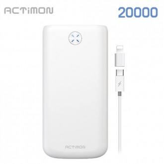 Pin phụ Actimon USB 2 cổng 20000mAh (Cáp C + 8 giới tính) MON-P-K20000