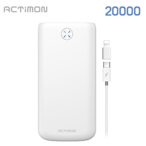 Pin phụ Actimon USB 2 cổng 20000mAh (Cáp C + 8 giới tính) MON-P-K20000