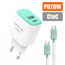 Sạc 2 cổng Templar PD 20W (cáp CtoC) (sạc PD, sạc điện thoại, sạc điện thoại, sạc 2 cổng, sạc adapter)