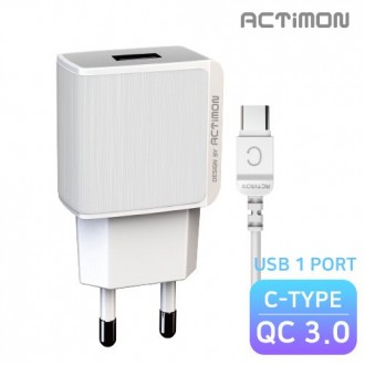 Bao gồm bộ sạc có thể tháo rời tốc độ cao Type C QC 3.0 / cáp USB 1 ngạnh [Actimon.Tel]