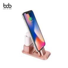 Đế sạc kép 2 trong 1 bằng kim loại hình vuông tương thích với iPhone AirPods