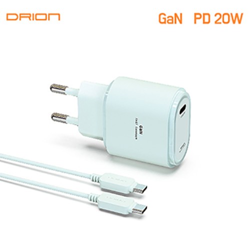 GAN PD 20W C port 1 port sạc gia đình cực nhanh (bao gồm cáp C to C DR-PD20W-T1-CP)