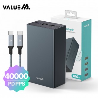 Pin phụ PD 100W PPS kim loại tốc độ cao ValueM 40000mAh CtoC