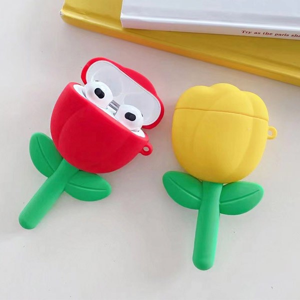 Hộp đựng silicone lập thể 3D Tulip tương thích với AirPod AirPods Pro AirPods thế hệ thứ 3 Pro thế hệ thứ 2