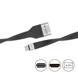 AENZR Co Giãn Loại Flat USB Loại C Sang HDMI Bộ Chuyển Đổi 4K 60Hz Phản Chiếu Độ Nét Cao Cáp Ngắn Type-C