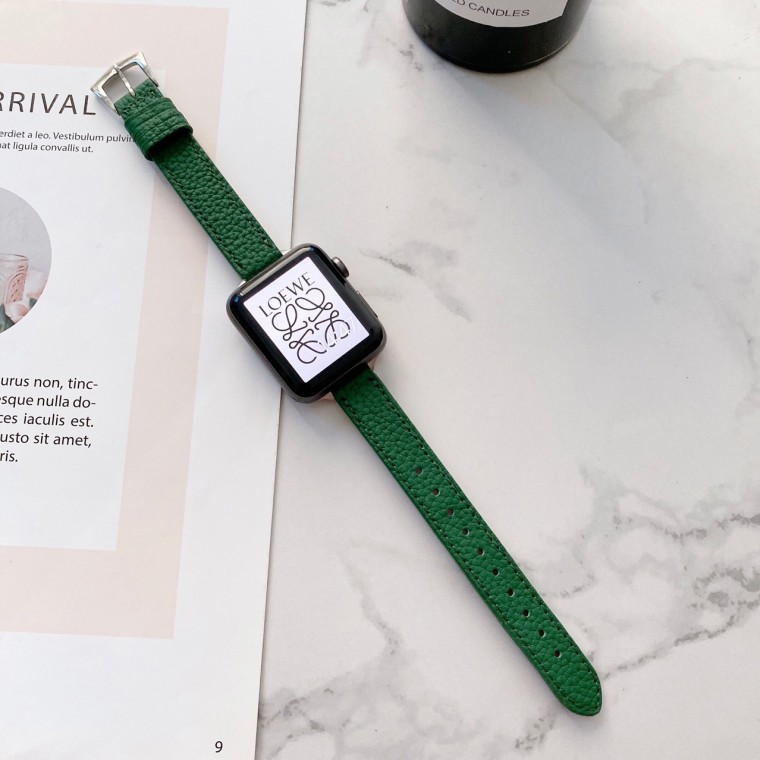 Apple watch Apple Watch dây da mỏng 49mm màu xanh lá cây