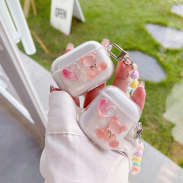 Hộp đựng AirPod Rainbow Heart Bear (thế hệ 1 & 2 / Common / Pro / thế hệ thứ 3 / Pro 2)