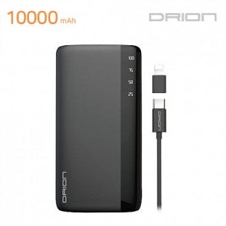 Pin phụ Drion USB 2 PORT 10000mAh (CÁP C-TYPE + 8 PIN GEN)