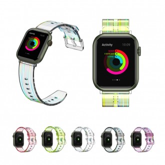 [Hunicase] 5 loại dây đeo đồng hồ dây đeo cao cấp bằng silicon Aurora trong suốt của Apple Watch