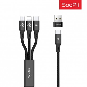 Cáp sạc đồng thời siêu nhanh Soopii USB PD 3in1 80W 5V 9V S07PDGD01