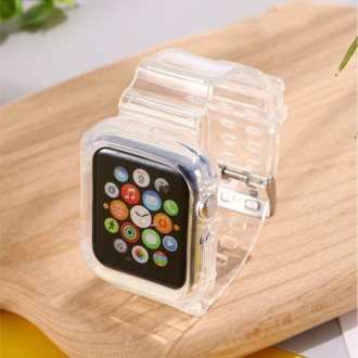 [D]42MM 44MM 38mm 40mm Dây đeo Apple Watch Vỏ tích hợp Dây đeo màu đen trong suốt