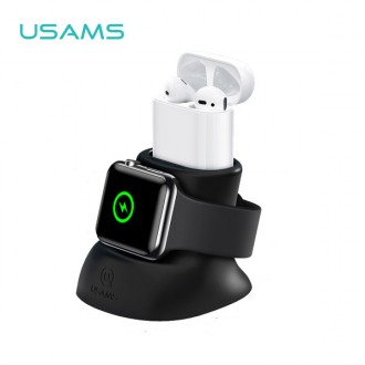 USAMS ZJ051 Đồng hồ USAMS Đế sạc kép 2in1 tương thích AirPod