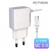 [Hicell] Actimon QC 3.0 hỗ trợ sạc gia đình tốc độ cao 18W tích hợp cáp loại C