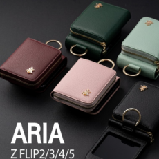 Ốp lưng Aria Diary Galaxy Z Flip 4/loại ví/khóa kéo/bảo quản thẻ/nhẫn đeo tay