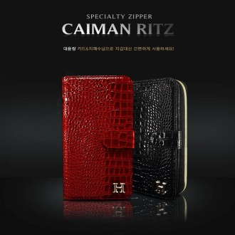 Ốp Nhật ký có dây kéo Caiman Ritz cho Galaxy Note 9/Thẻ lưu trữ/Loại ví hai mặt/Nhiều ngăn/Ví đựng tiền xu