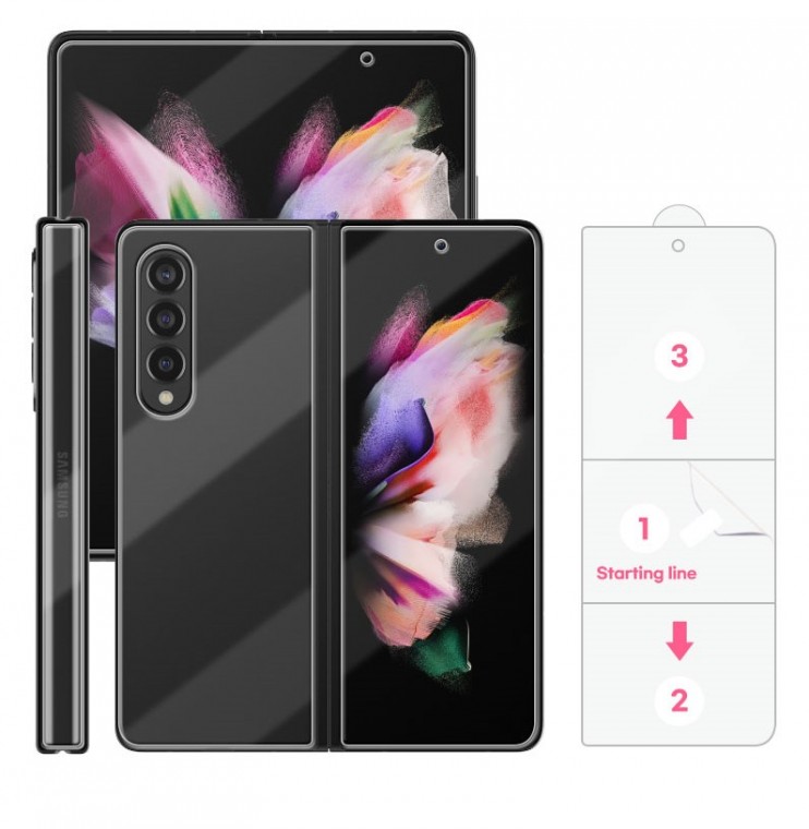 Galaxy z Fold 3 Z Fold 3 F926 TPU full cover, toàn bộ phim LCD, nội thất, mặt trước, ngoại thất, bản lề sau, 4 tấm phim