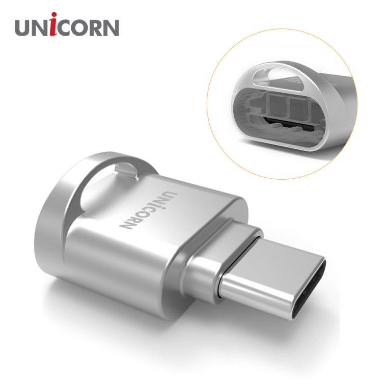 [Unicorn] Đầu đọc thẻ TF loại C loại C (micro SD) đầu đọc hộp đen kim loại mini CTF-100R