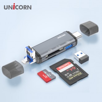 Đầu đọc thẻ đa năng UnicornOTG loại A/loại C/Cổng USB 3.1 iOS 8 pin hỗ trợ XC-3000M