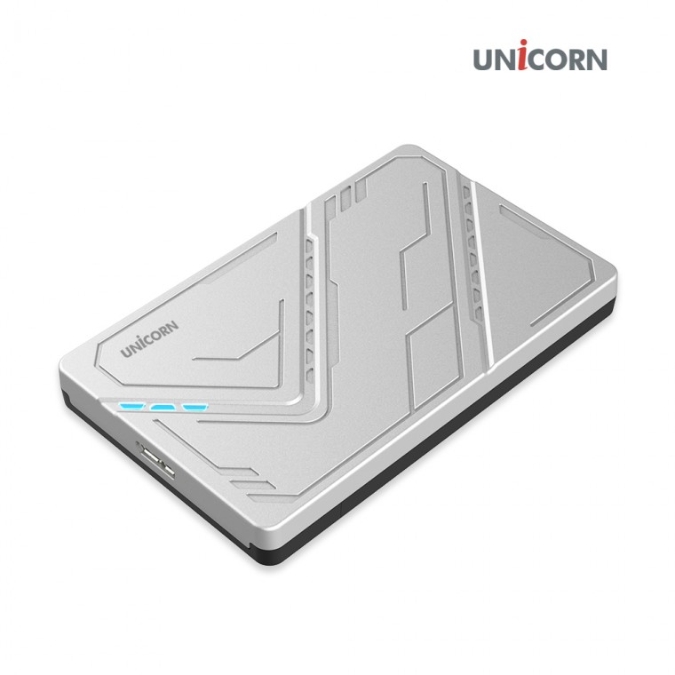 Hộp cứng gắn ngoài Unicorn 2,5 inch kèm cáp USB3.1 cụm trượt một chạm HDD-300V