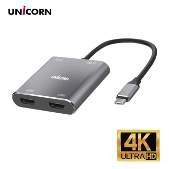 Bộ chuyển đổi màn hình kép Unicorn USB-Type C sang HDMI 4IN1 4K HDMI FULL HD Hỗ trợ CH-400KD