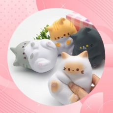 [8 miếng*1 hộp miễn phí vận chuyển] Meow Meow Squishy kê tay dễ thương Đáng yêu đến mức bạn muốn tiếp tục chạm vào nó Hãy cẩn thận