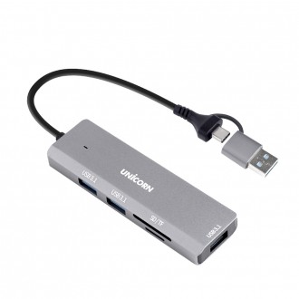 Đầu đọc thẻ đa hub 3 cổng Unicorn TH-320AC USB3.1 (kết hợp loại A và loại C)