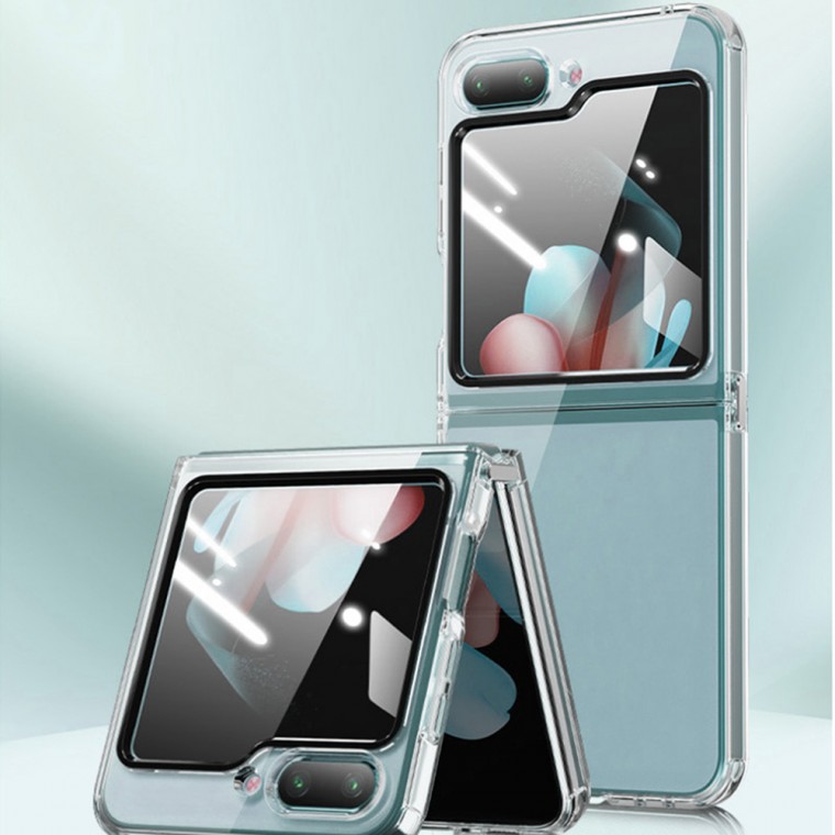 Galaxy Z Flip 5 (F731) Glass Z Flip Case Mặt trước LCD Kính bên trong Cổng kết nối Gel cứng trong suốt