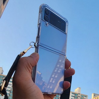 Galaxy Z Flip 4 3 Kẹp Bông Tai Air Bumper Case Jelly Gel Cứng Dây Đeo Vòng Cổ Dây Đeo Cổ Dây Đeo Điện Thoại Di Động Đầu Nối Dây Đeo đính kèm